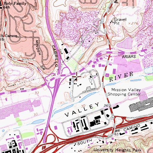 Topographic Map of Hazard Center Shopping Center, CA