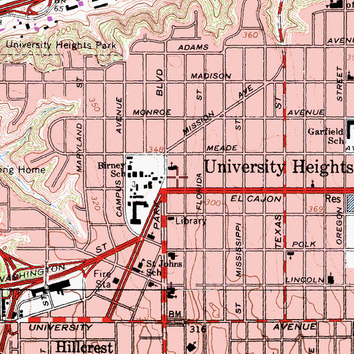 Topographic Map of Kindred Hospital San Diego, CA