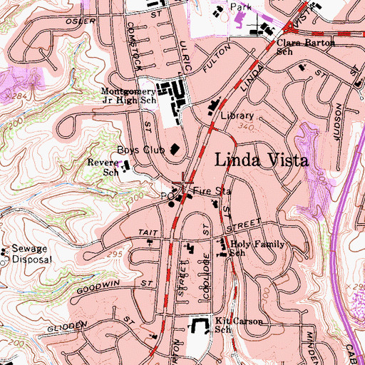Topographic Map of Kearny Mesa Shopping Center, CA