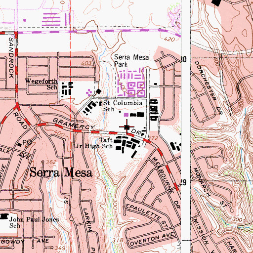 Topographic Map of Mission Village Shopping Center, CA