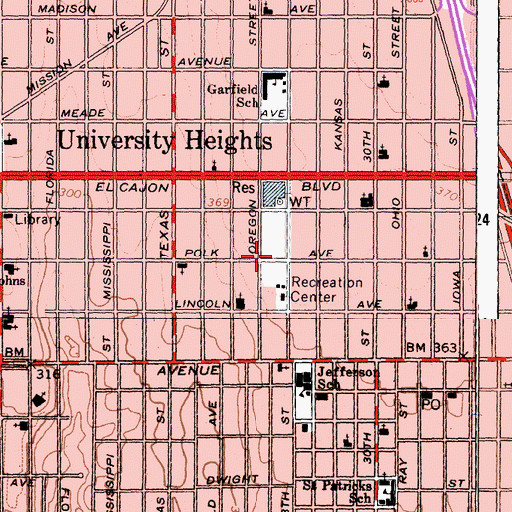 Topographic Map of North Park, CA