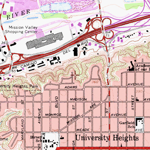 Topographic Map of Old Trolley Barn Park, CA