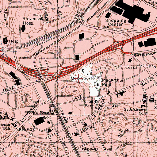 Topographic Map of Sun Valley Golf Course, CA