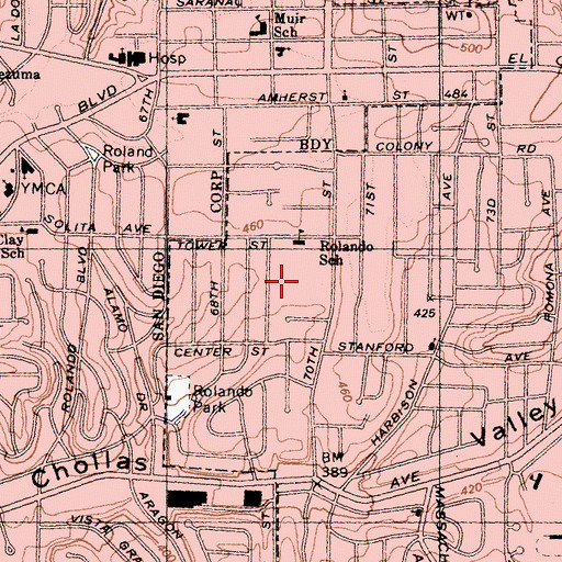 Topographic Map of Sunshine Park, CA