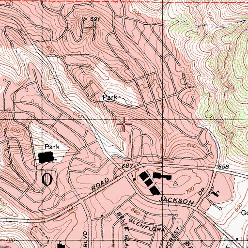 Topographic Map of Tuxedo Park, CA