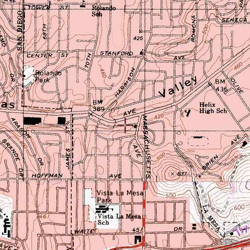 Topographic Map of Vista La Mesa Christian Church, CA