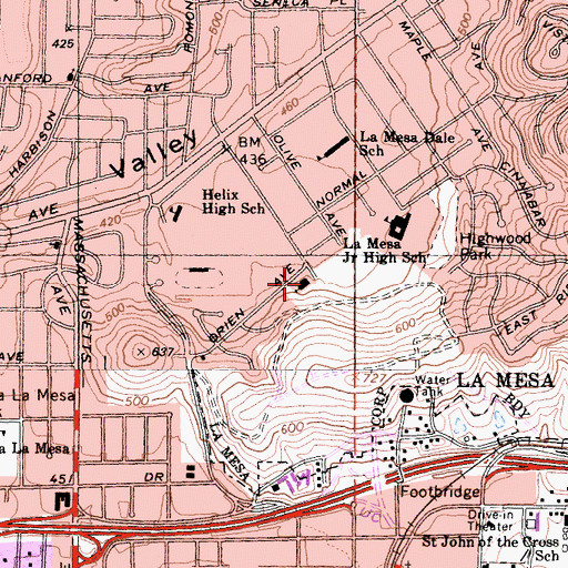 Topographic Map of Windsor Hills Baptist Church, CA