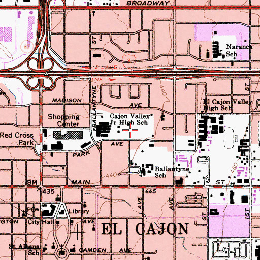 Topographic Map of El Cajon City Park, CA