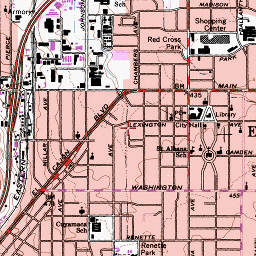 Topographic Map of El Cajon Post Office, CA