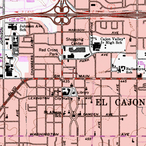 Topographic Map of El Cajon Valley Chamber of Commerce, CA