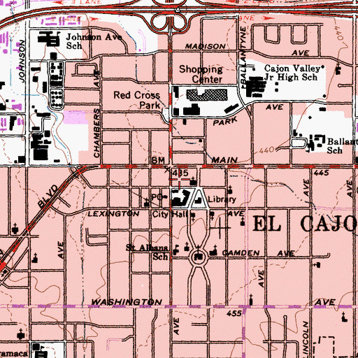Topographic Map of First Baptist Church, CA