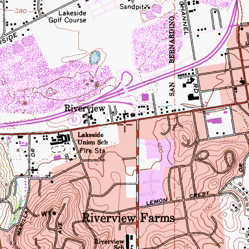 Topographic Map of Lakeside Chamber of Commerce, CA