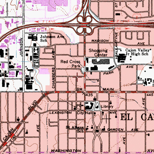 Topographic Map of Magnolia Plaza Shopping Center, CA
