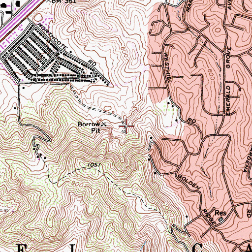 Topographic Map of Northcote Park, CA