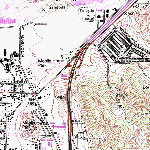 Topographic Map of Padre Dam Park, CA