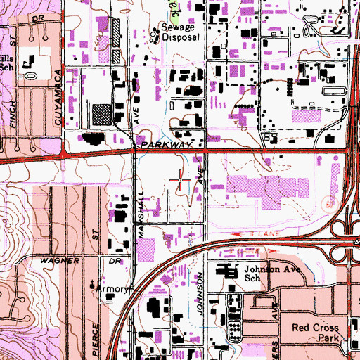 Topographic Map of Parkway West Shopping Center, CA