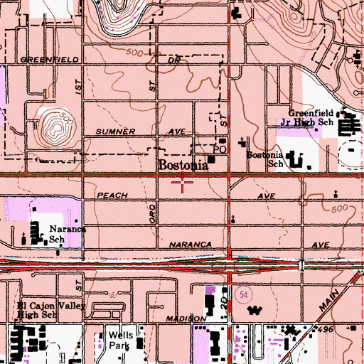 Topographic Map of Cajon Shopping Center, CA