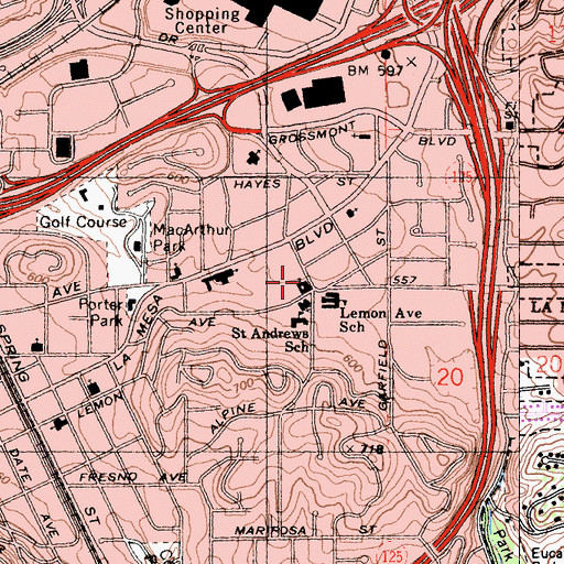 Topographic Map of The Church of Jesus Christ of Latter Day Saints, CA
