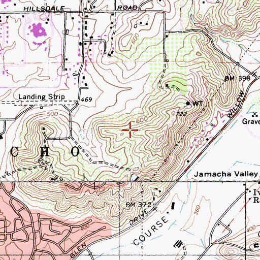 Topographic Map of Cottonwood One County Park, CA