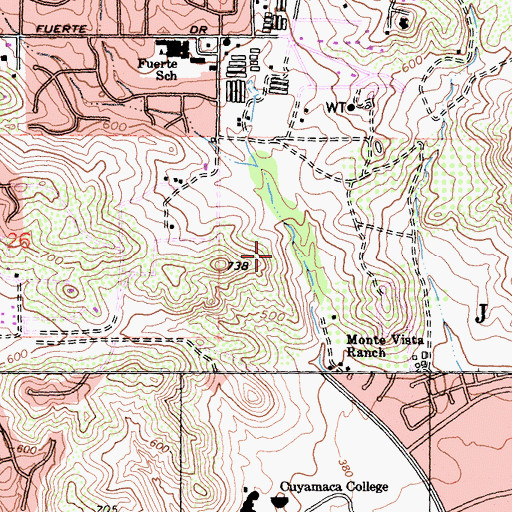 Topographic Map of Damon Lane County Park, CA