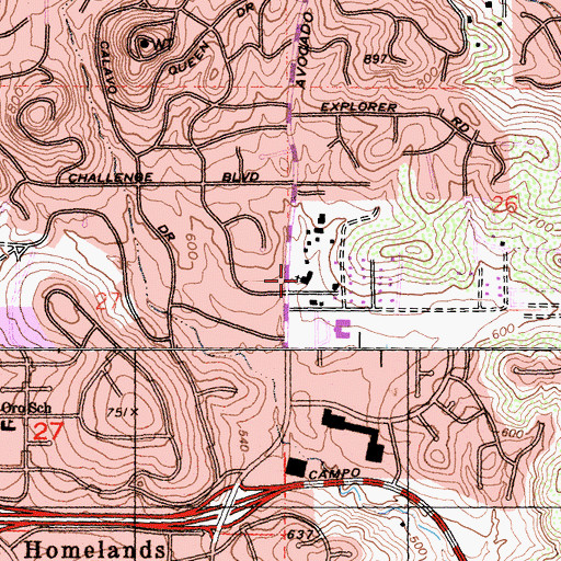 Topographic Map of Foothills United Methodist Church, CA