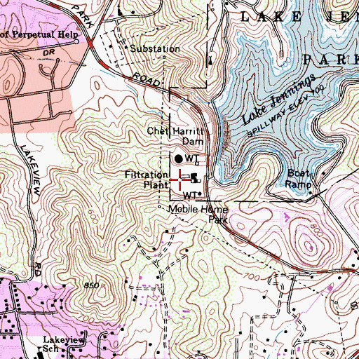 Topographic Map of Helix Water District Filtration Plant, CA