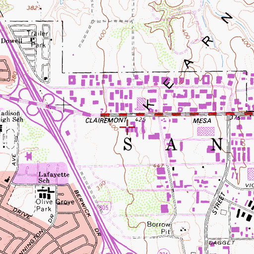 Topographic Map of Independence Square Shopping Center, CA