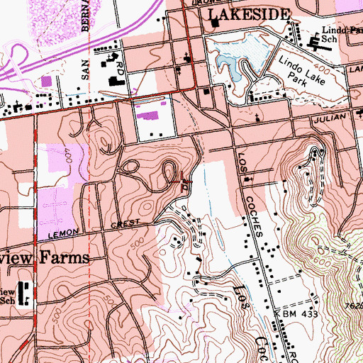 Topographic Map of Lemon Crest Elementary School, CA