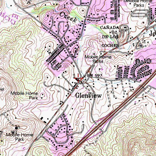 Topographic Map of Los Coches Village Shopping Center, CA
