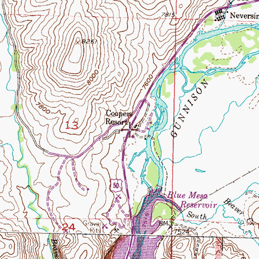 Topographic Map of Coopers Resort, CO