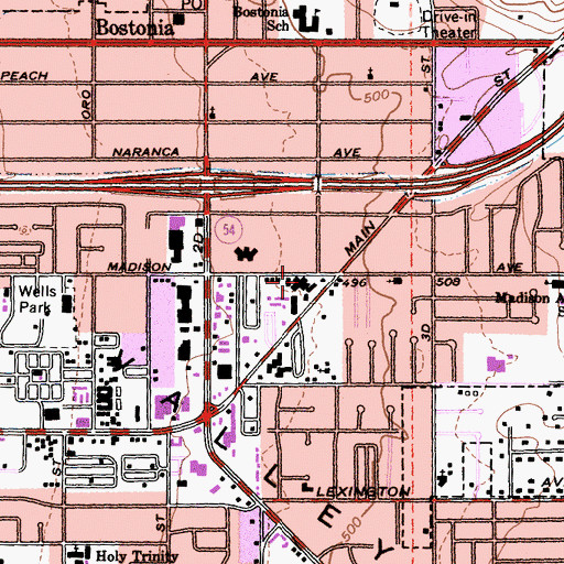 Topographic Map of Main Street Shopping Center, CA