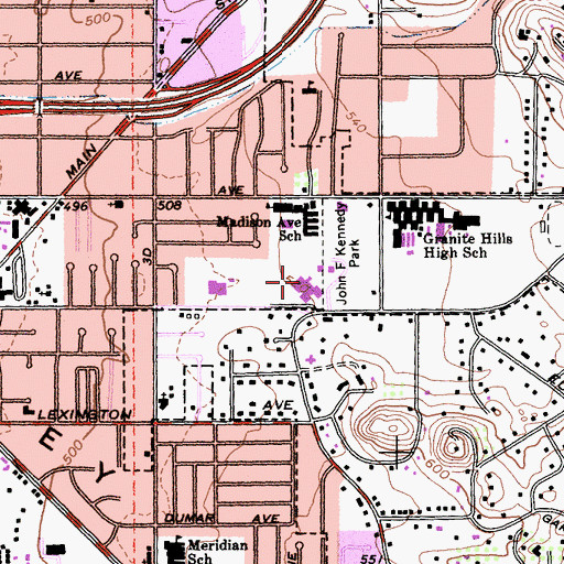 Topographic Map of Montgomery Middle School, CA