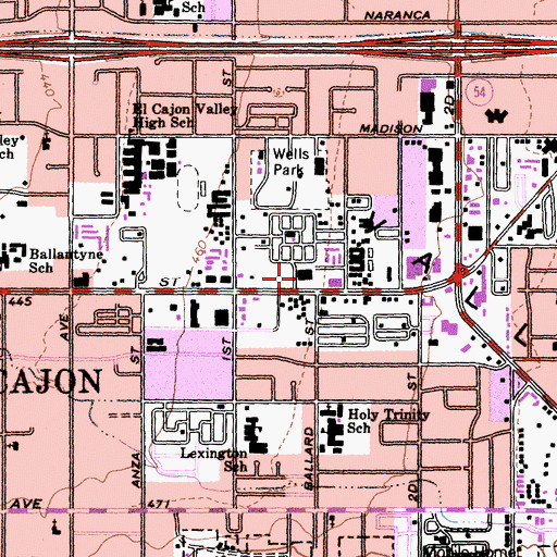 Topographic Map of Safari Shopping Center, CA