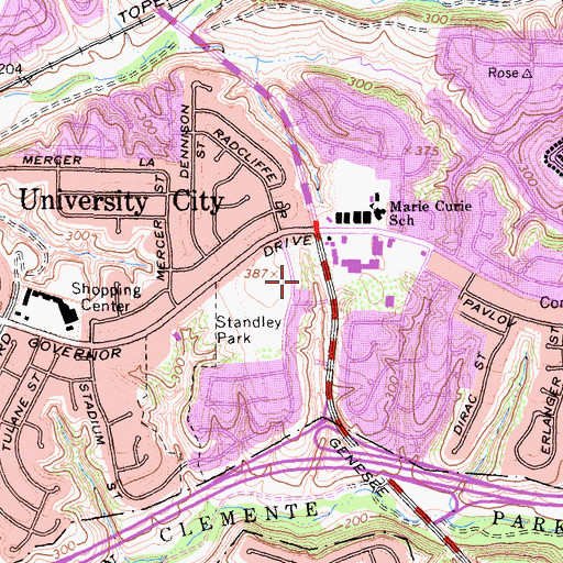 Topographic Map of Standley Junior High School, CA