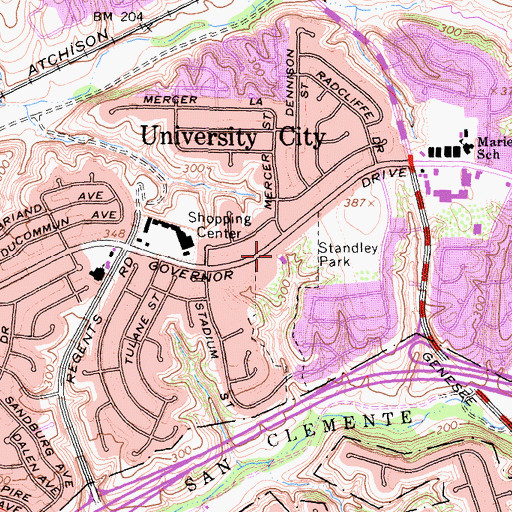 Topographic Map of Standley Recreation Center, CA