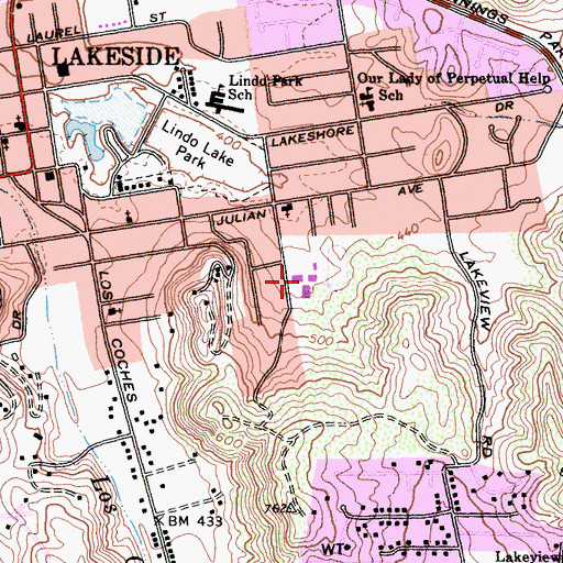Topographic Map of Tierra del Sol Middle School, CA