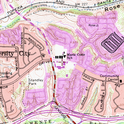Topographic Map of University Community Branch San Diego Public Library, CA