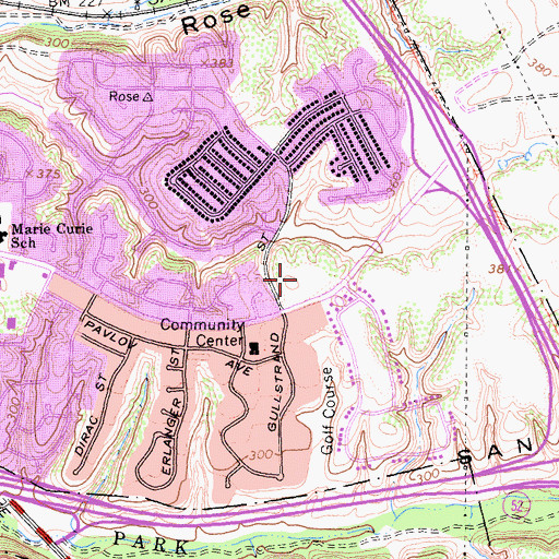 Topographic Map of University Gardens Park, CA