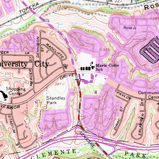 Topographic Map of University Square Shopping Center, CA