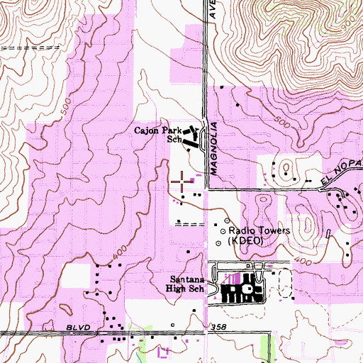 Topographic Map of Cajon Park Satellite School, CA