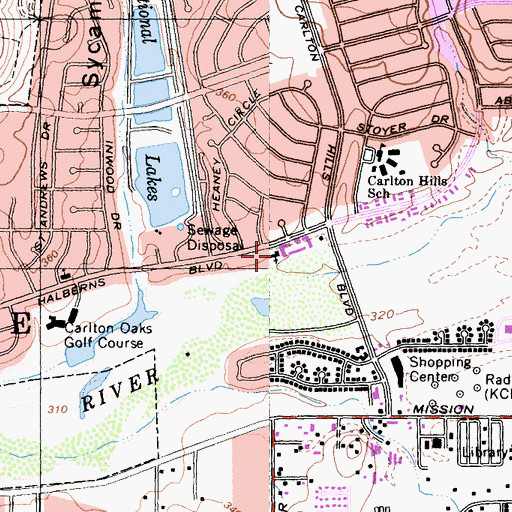 Topographic Map of Carlton Hills Southern Baptist Church, CA