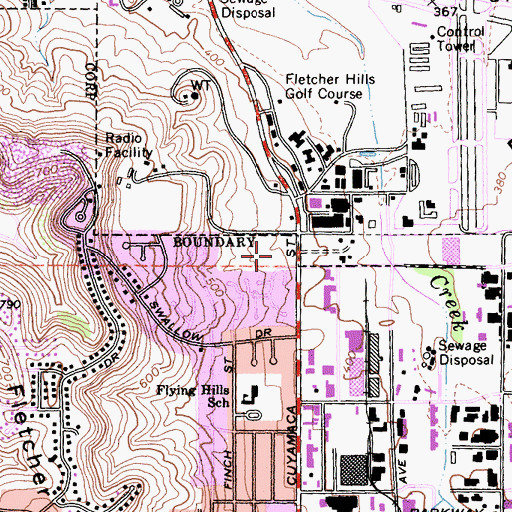 Topographic Map of Chaparral High School, CA