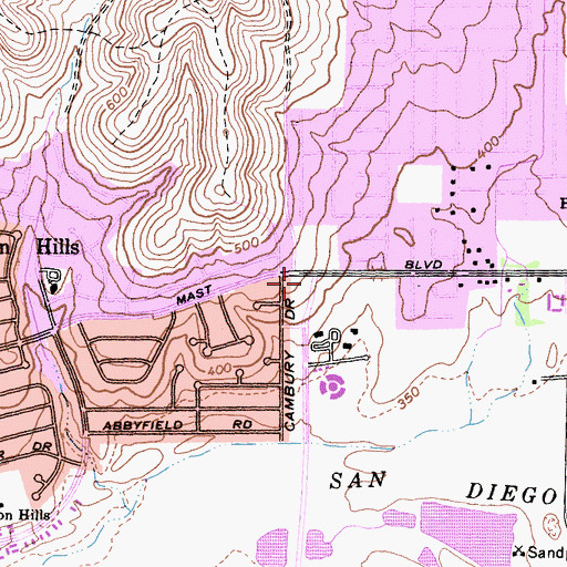 Topographic Map of Corner Market Shopping Center, CA