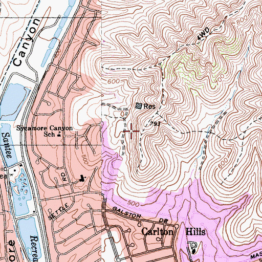 Topographic Map of Fanita Ranch Sports Complex, CA