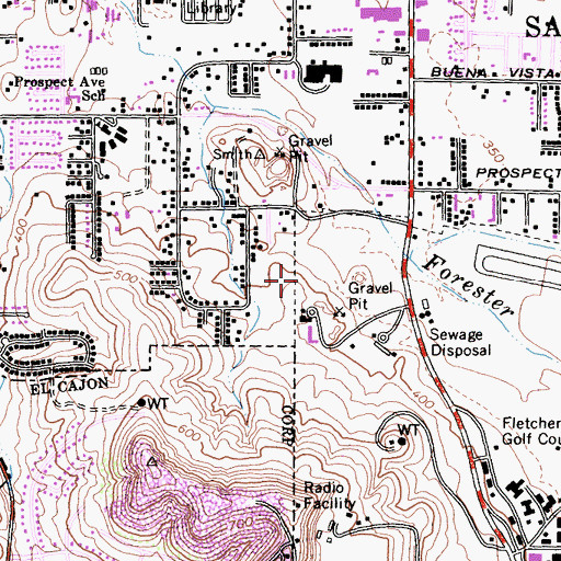Topographic Map of Flying Hills Golf Range, CA