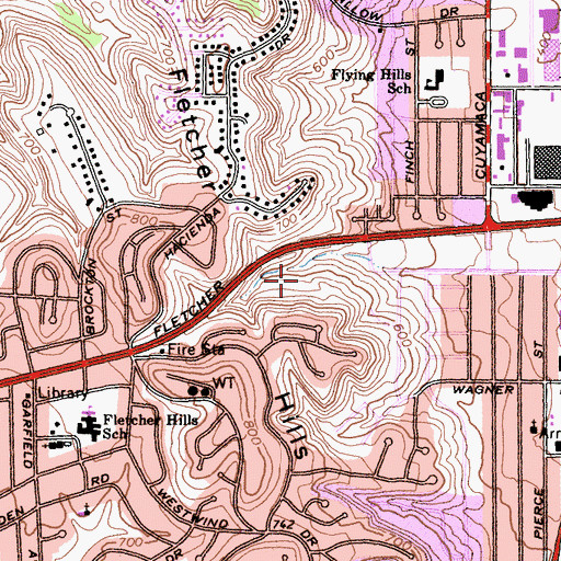 Topographic Map of Hillside Park, CA