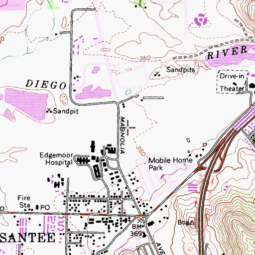 Topographic Map of New Frontier Mobile Home Park, CA