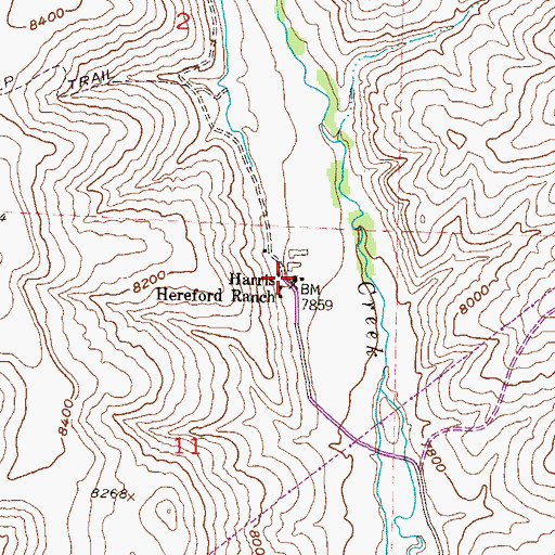 Topographic Map of Harris Hereford Ranch, CO