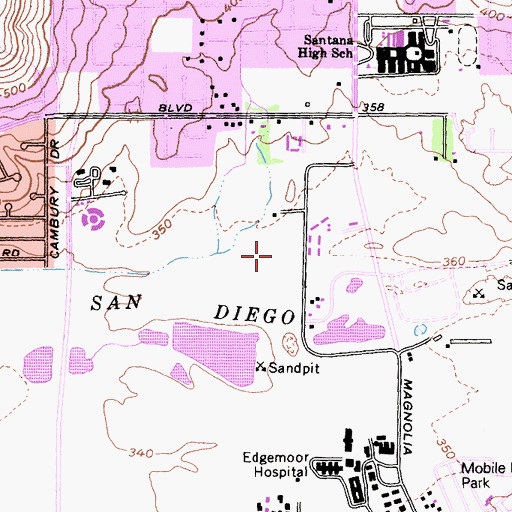 Topographic Map of North Town Center Park, CA