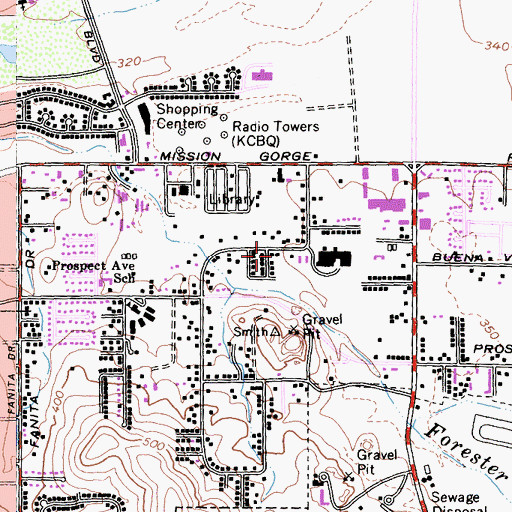 Topographic Map of Olive Lane Church of God, CA